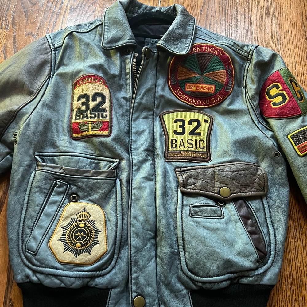 Motorcycle patch work real leather jacket!!!!